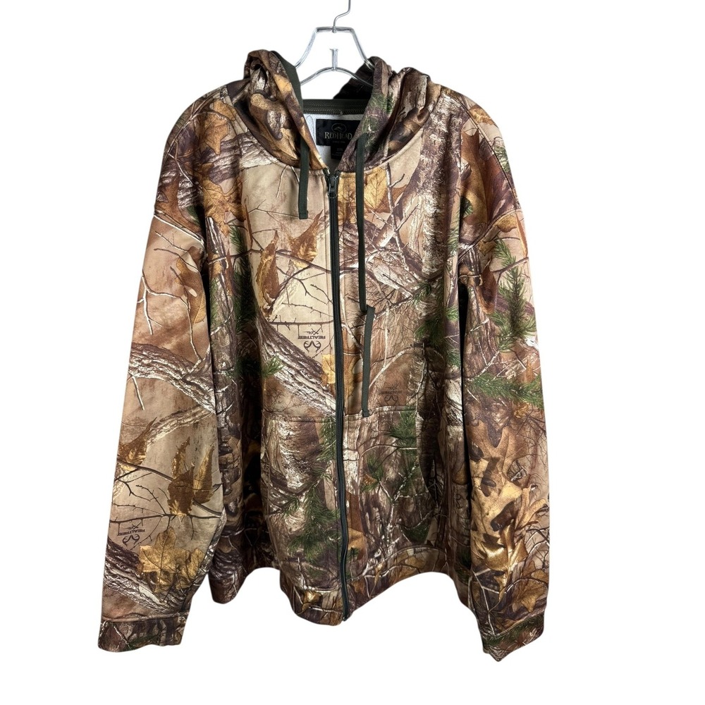 RedHead Jacket Mens 2XL Realtree Camouflage Full Zip Hooded Fleece Lined Hunting